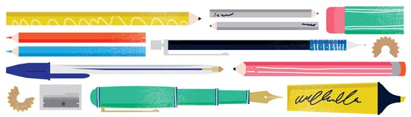 Uppercase Pen Pencil Bookmark Illustration