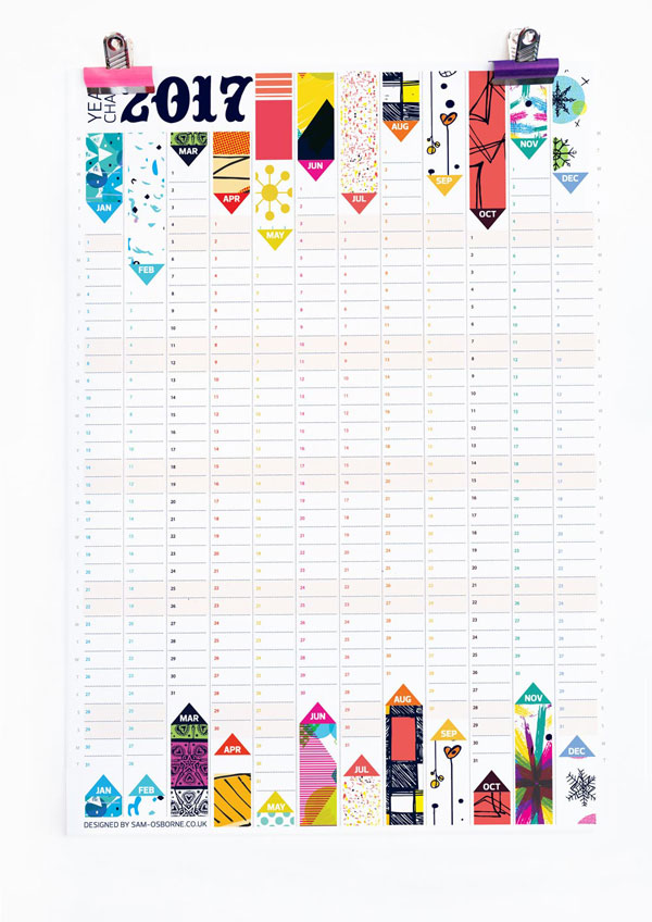 Pattern Design 2017 Wall Planner Calendar