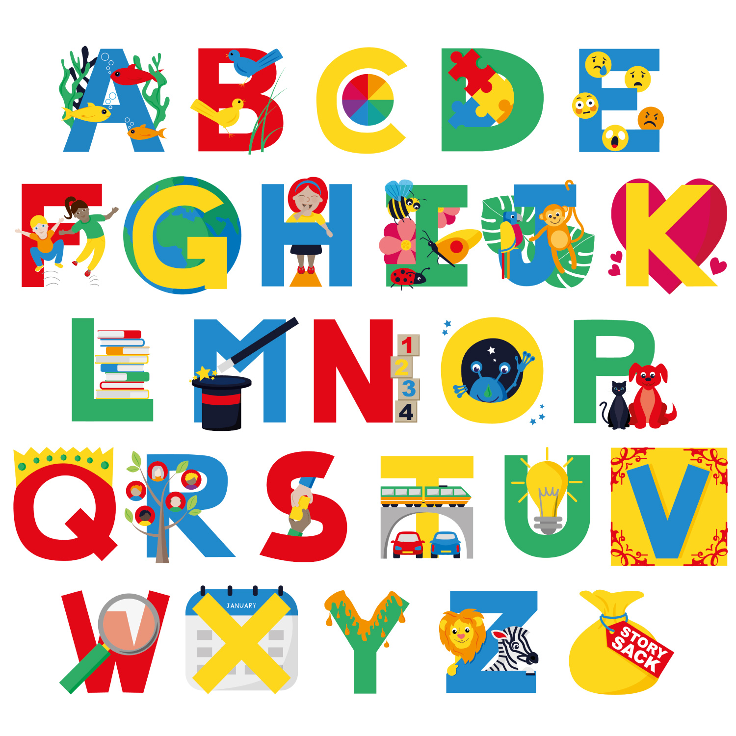 Lollipop Library Alphabet Illustrations - Sam Osborne - Illustration ...