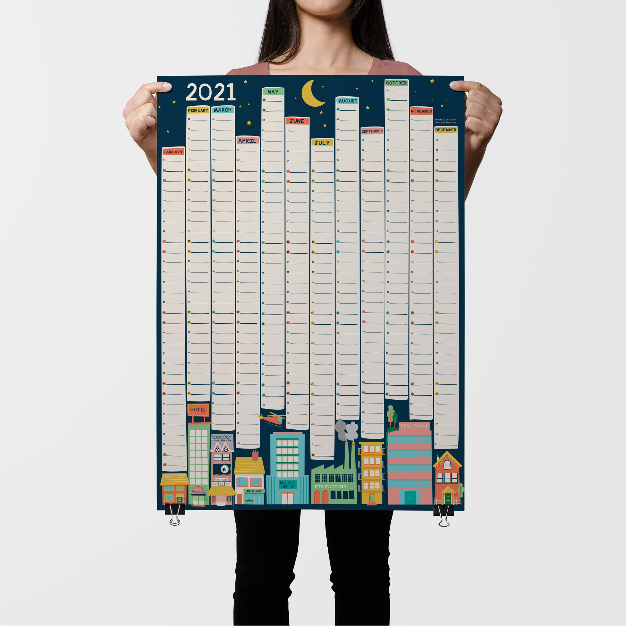 2021 Wall Planner Illustrated City Design