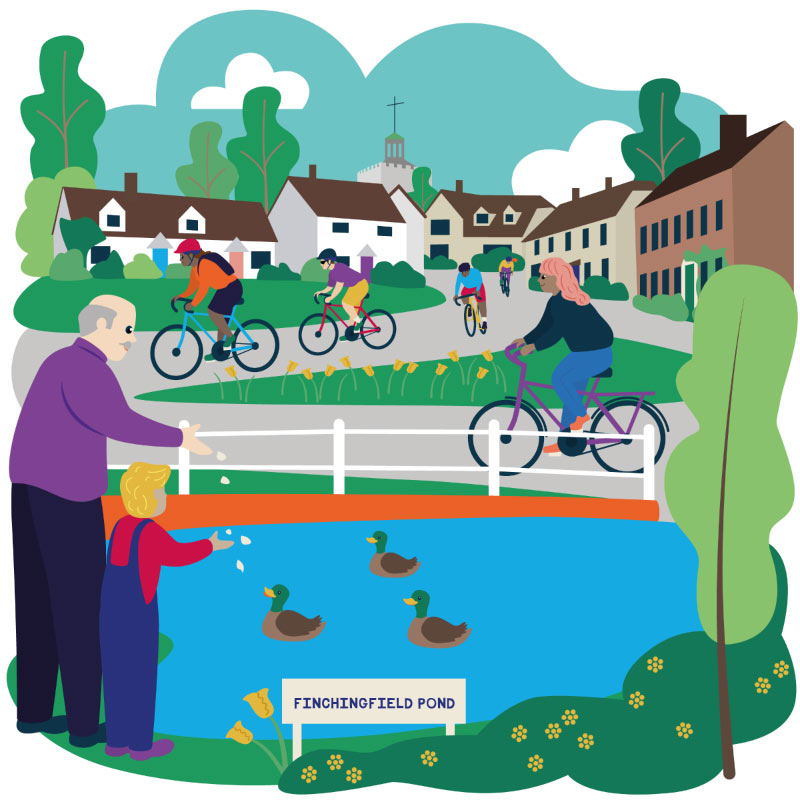 Active Essex Finchingfield Pond Illustration