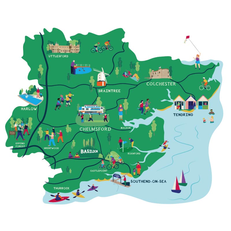 Active Essex Illustrated Map of Essex